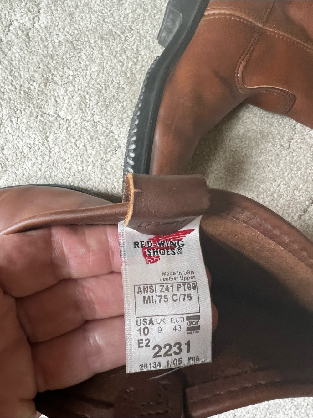 Red Wing Shoes Brown Leather Work Boots with Black Sole - Picture 2 of 4